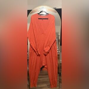 Free People Coral Long Sleeve Hotshot romper